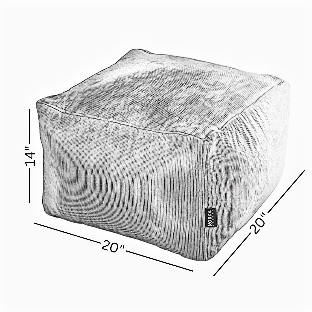 Oslo Ottoman Green Polyester Corduroy Ottoman