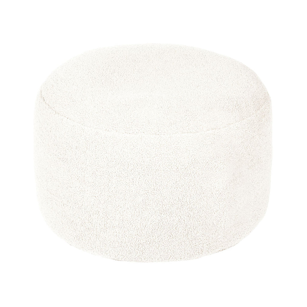 Tumo Ottoman White Polyester Sherpa Ottoman