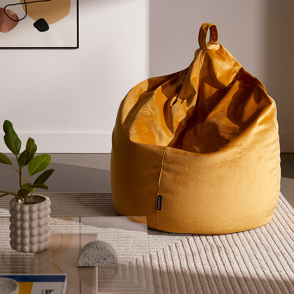 Mustard velvet bean bag 2025
